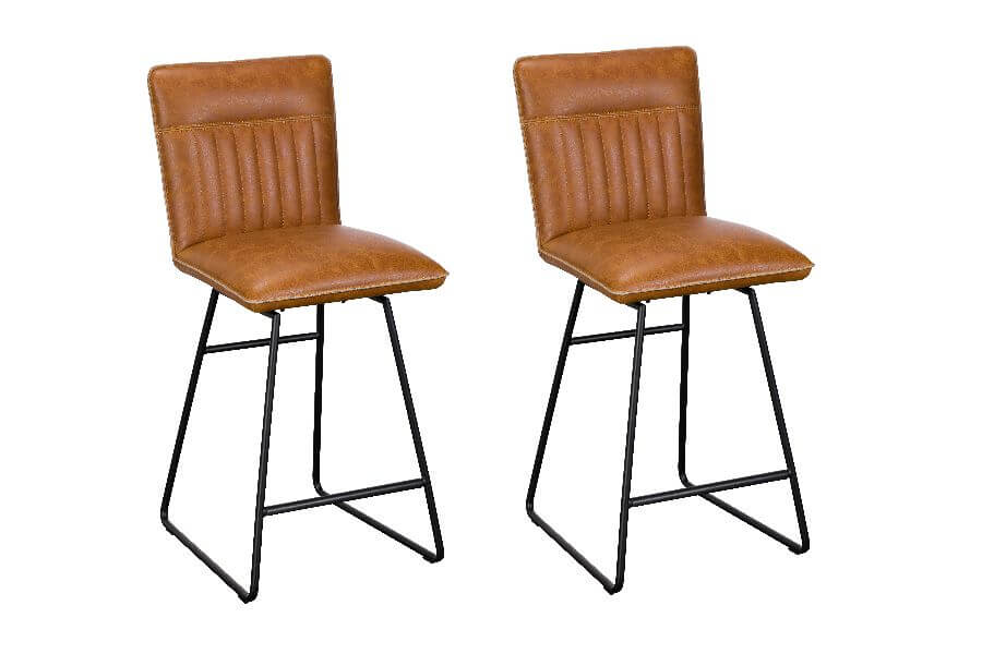Somerville Tan Leather Bar Stools (Pair) Ward Brothers Furniture