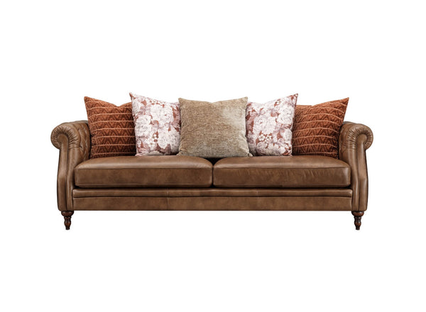 Winslet 4 Seater Leather Pillow Back Sofa (Potting Shed)