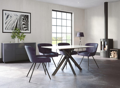 Alexa Dining Chair Grey Velvet (Pair)