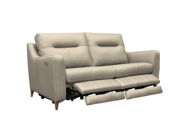 G Plan Austen Leather Large Sofa with Double Power Footrest