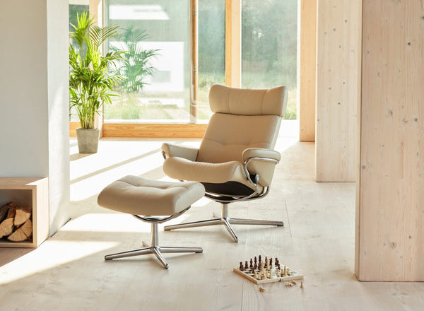 Stressless Berlin Leather Chair & Stool