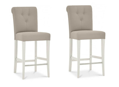 Upholstered Bar Stool Faux Leather (Pair)