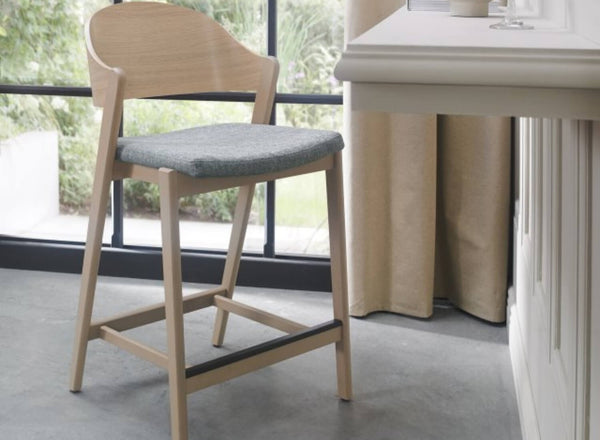 Velda Bar Stool Grey Fabric