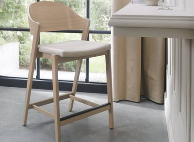 Velda Bar Stool Ivory Faux Leather
