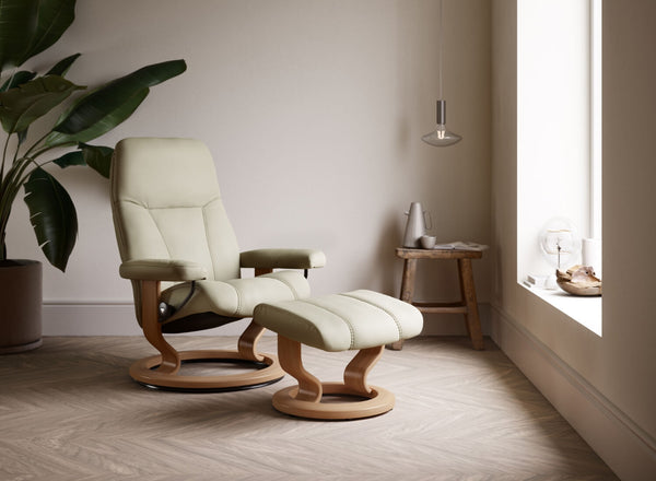 Medium Stressless Consul Classic Leather Chair & Stool