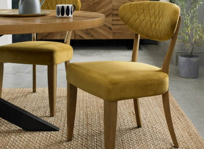 Eden Dining Chair Mustard Velvet (Pair)