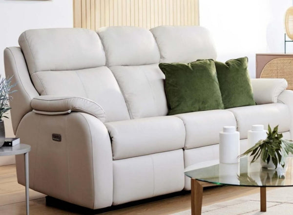 G Plan Kingsbury Leather Power Recliner Armchair with Headrest and Lumbar