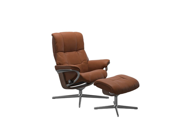 Stressless Mayfair Cross Base Leather Chair and Stool