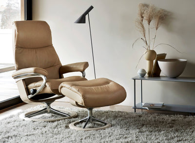 Stressless Classic View Leather Chair & Stool