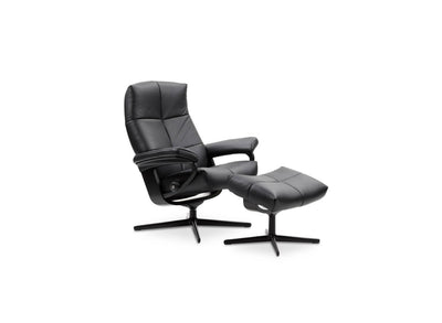 Stressless David Cross Base Leather Chair and Stool