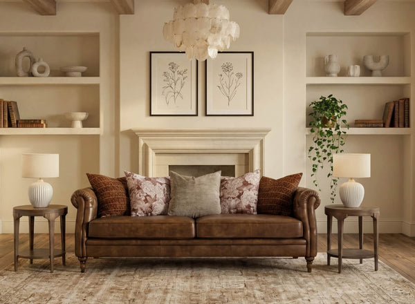 Winslet Leather 3 Seater Pillow Back Sofa