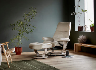 Stressless View Classic Base Leather Chair and Stool