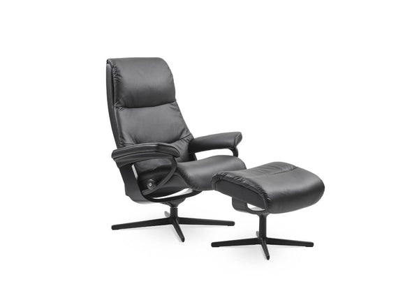 Stressless View Cross Base Leather Chair and Stool