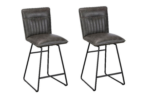 Somerville Grey Leather Bar Stools (Pair) Ward Brothers