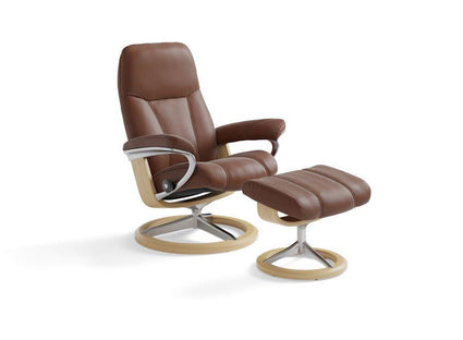 Stressless Signature Consul Leather Chair & Stool Stressless