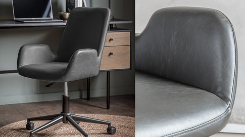 Faraday Swivel Chair Charcoal Leather Ward Brothers